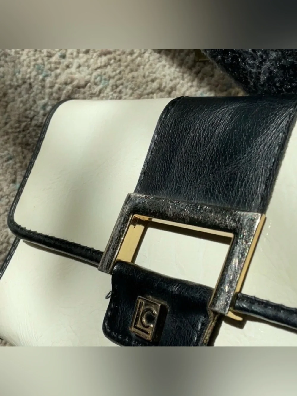 Liz Claiborne White and Black Leather-Accent Clutch